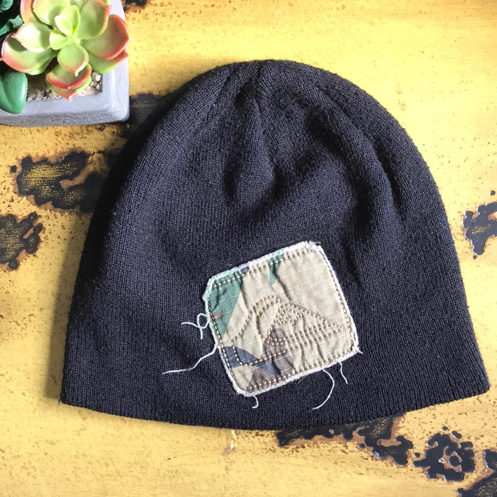 Distressed Camo Patch Beanie